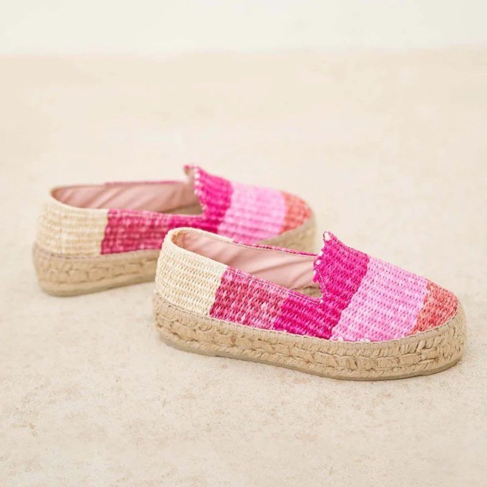 Like new Raffia Stripes Double Sole Espadrilles Yucatán - Peony & Apricot